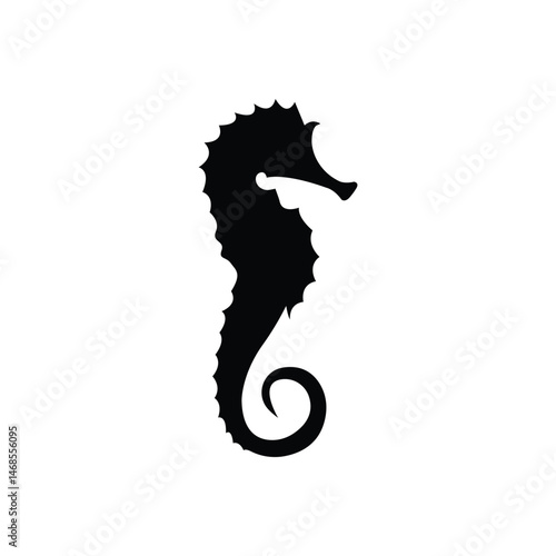 seahorse animal black silhouette icon - designs for jungle animals seahorse Safaris, wildlife, rainforest, vector on a white transparent