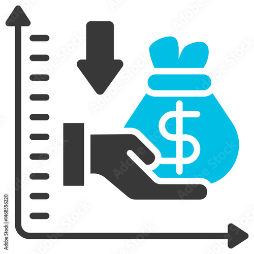 Budget Deficit Glyph Blue Grey Icon