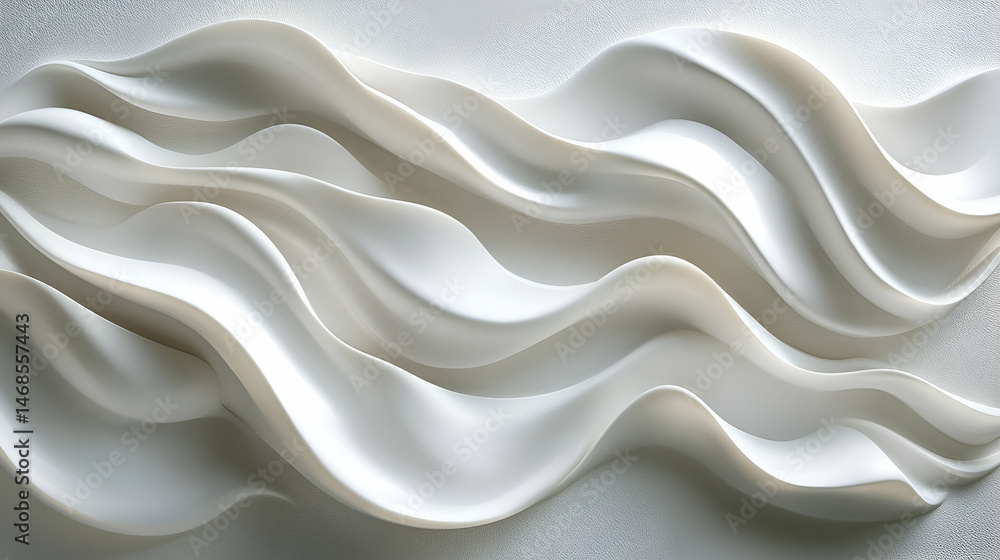 Fototapeta premium Abstract sculpted waves of white, flowing forms.