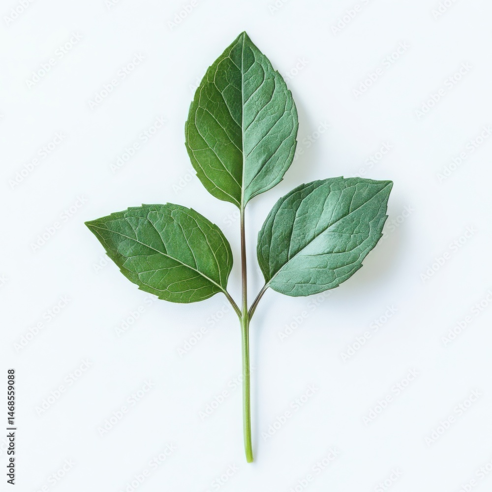 Fototapeta premium Green leaves arrangement close up on a white background