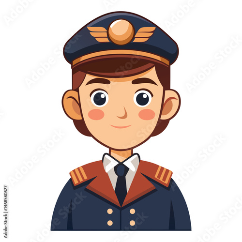 Cartoon Pilot Character – Cute Airline Captain Illustration in Uniform