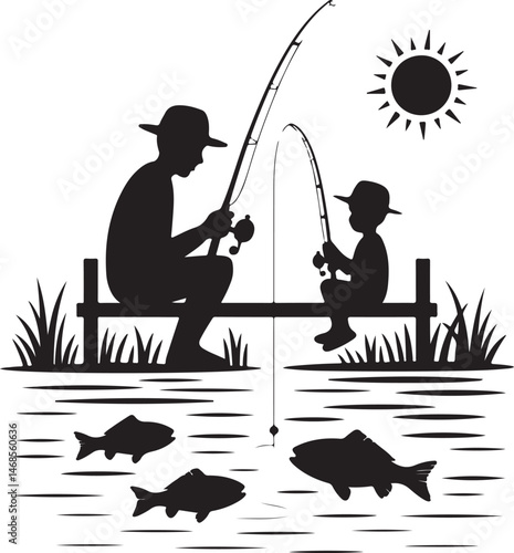 Fisherman Casting Line Silhouette

Big Catch – Fish on Hook Vector

Boat Fishing Adventure Silhouette Scene

Spearfisher in Action Silhouette Art

Lake Fishing Moment Vector Design
