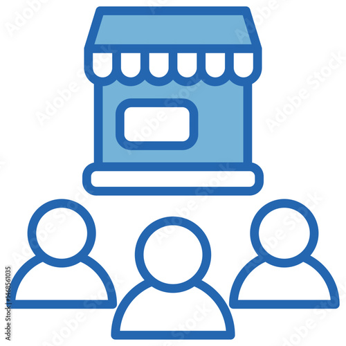 Free Market Blue White Icon