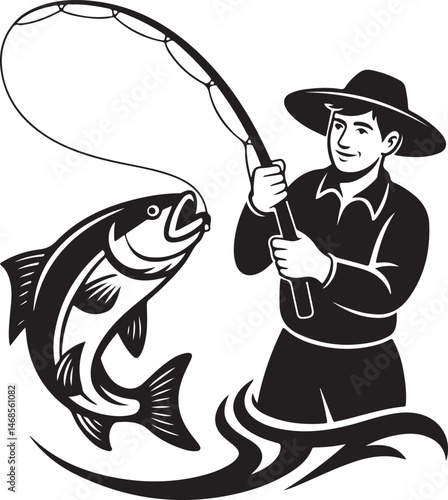 Fisherman Casting Line Silhouette

Big Catch – Fish on Hook Vector

Boat Fishing Adventure Silhouette Scene

Spearfisher in Action Silhouette Art

Lake Fishing Moment Vector Design