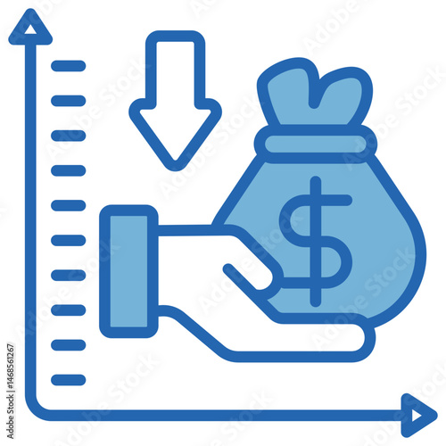 Budget Deficit Blue White Icon