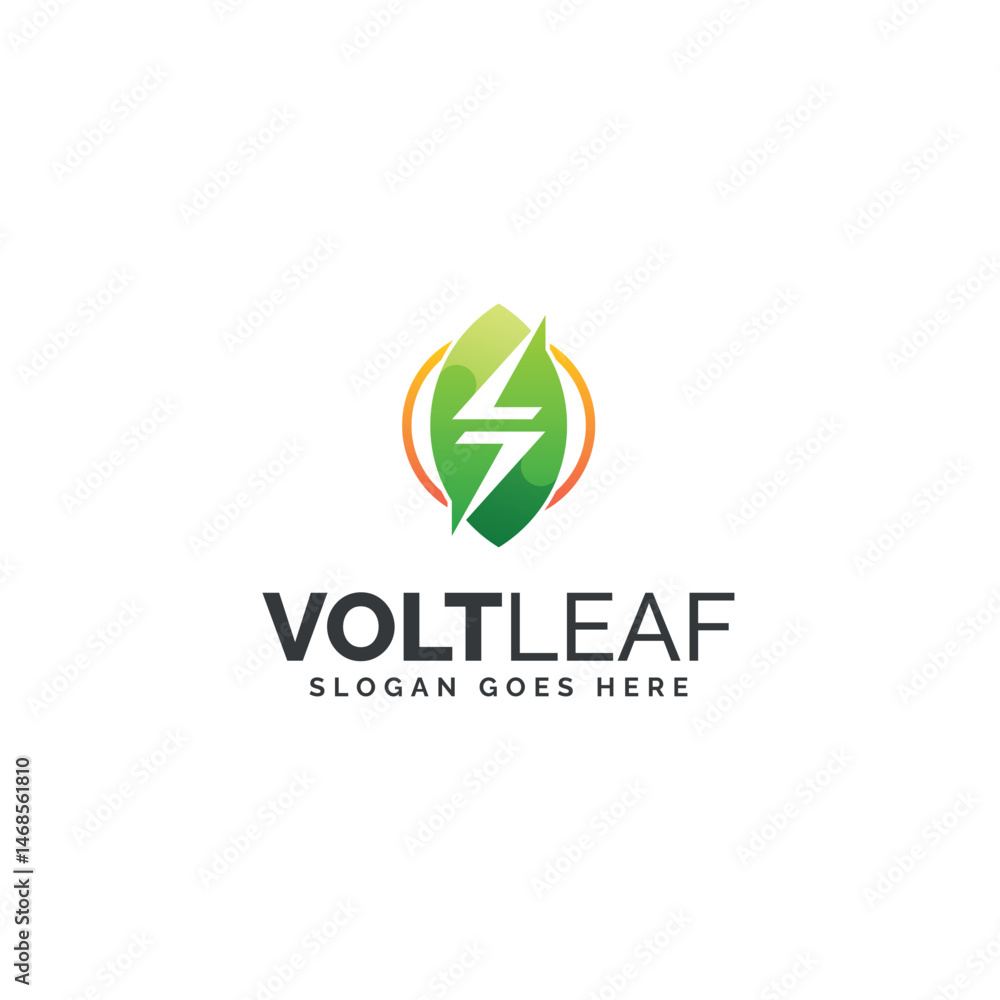 Gradient Modern Leaf Energy Logo Design Gradient Modern Leaf Energy Logo Design