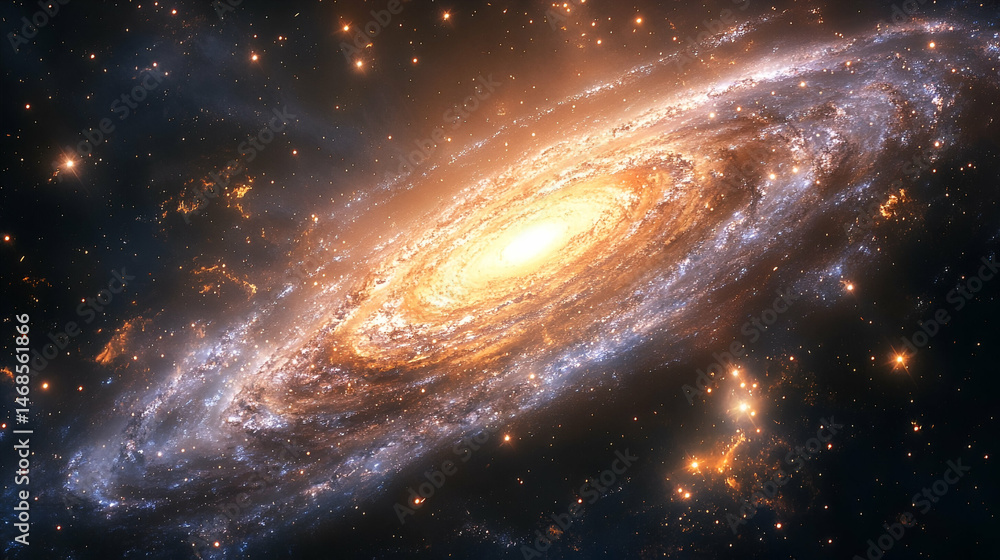 Fototapeta premium Radiant spiral galaxy in the vast cosmos.