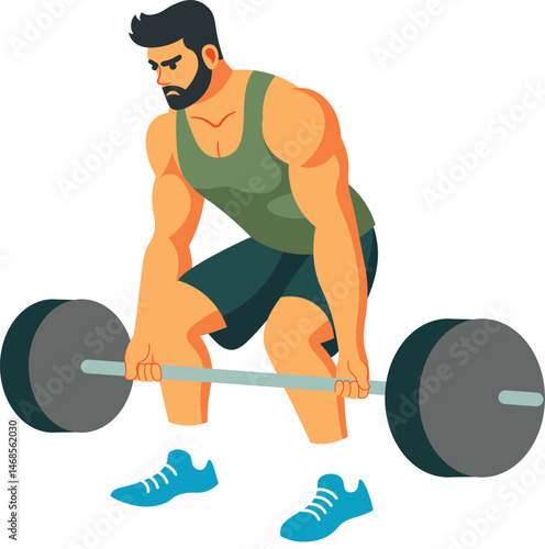 Man Training Heavy Lifting in Gym