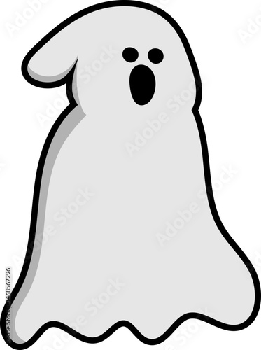 Scary White Ghost Cartoon Illustration Set