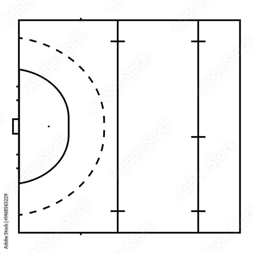 Top View of Half Field Hockey Pitch Illustration