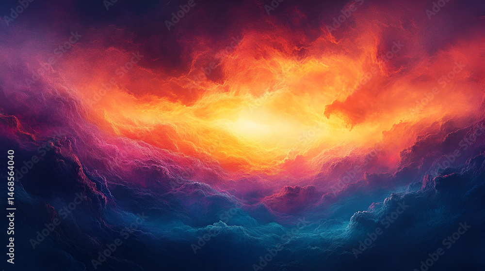 Fototapeta premium A vibrant, surreal view of a fiery, celestial sky.