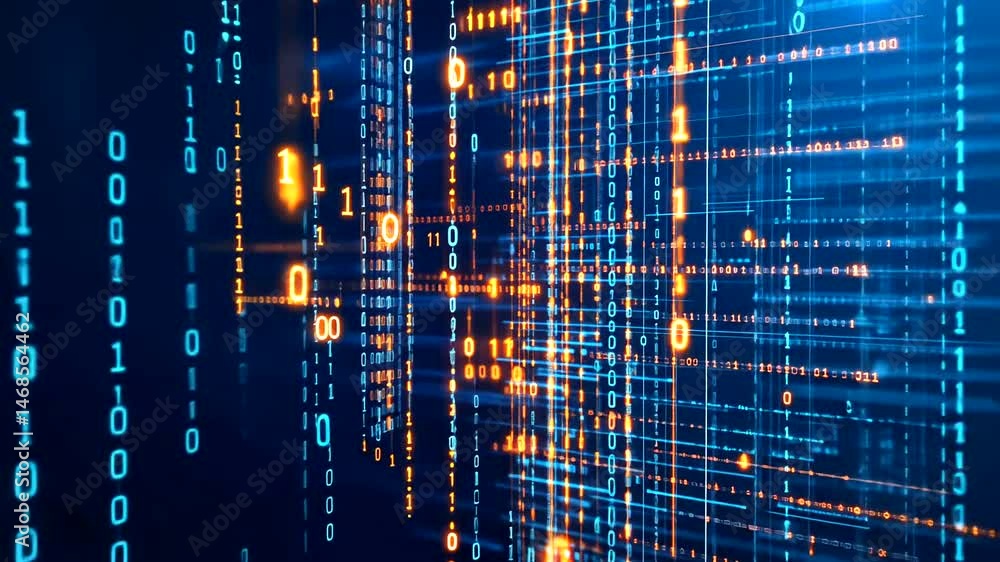 Abstract digital binary code network Abstract digital binary code network