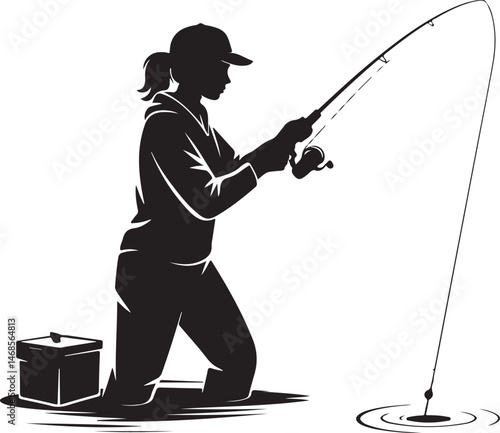 Fisherman Casting Line Silhouette

Big Catch – Fish on Hook Vector

Boat Fishing Adventure Silhouette Scene

Spearfisher in Action Silhouette Art

Lake Fishing Moment Vector Design