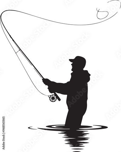 Fisherman Casting Line Silhouette

Big Catch – Fish on Hook Vector

Boat Fishing Adventure Silhouette Scene

Spearfisher in Action Silhouette Art

Lake Fishing Moment Vector Design