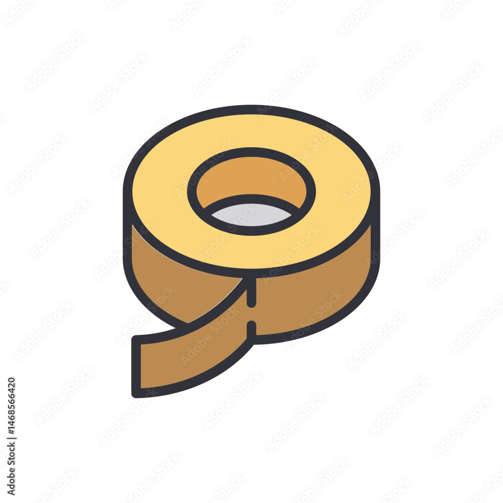 Detailed illustration of a roll of tan adhesive tape on a White background Detailed illustration of a roll of tan adhesive tape on a White background