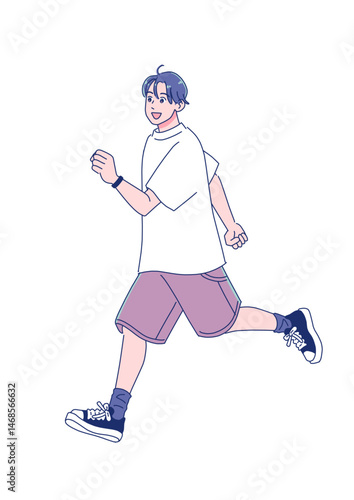 元気なアニメ調の男子生徒　全身