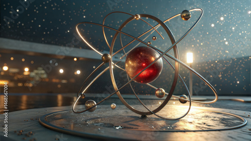 Wallpaper Mural An artistic rendering of an atom with a captivating cosmic background. Torontodigital.ca