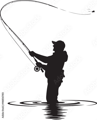 Fisherman Casting Line Silhouette

Big Catch – Fish on Hook Vector

Boat Fishing Adventure Silhouette Scene

Spearfisher in Action Silhouette Art

Lake Fishing Moment Vector Design