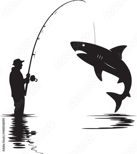 Fisherman Casting Line Silhouette

Big Catch – Fish on Hook Vector

Boat Fishing Adventure Silhouette Scene

Spearfisher in Action Silhouette Art

Lake Fishing Moment Vector Design