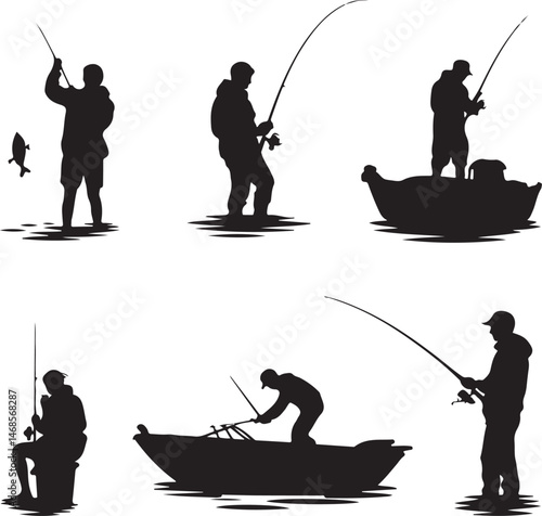 Fisherman Casting Line Silhouette

Big Catch – Fish on Hook Vector

Boat Fishing Adventure Silhouette Scene

Spearfisher in Action Silhouette Art

Lake Fishing Moment Vector Design