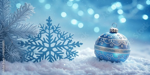 Blue Christmas Ornament, Sn...