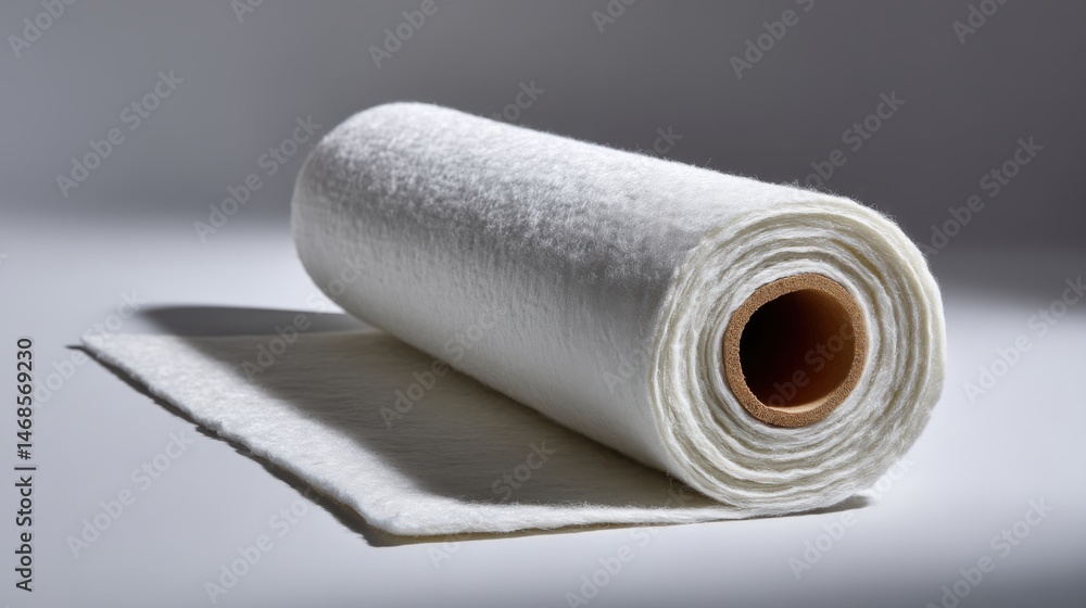 Fototapeta premium Roll of White Fabric Material on a Surface