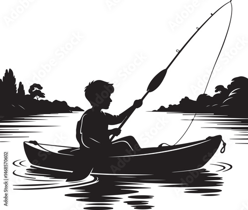 Fisherman Casting Line Silhouette

Big Catch – Fish on Hook Vector

Boat Fishing Adventure Silhouette Scene

Spearfisher in Action Silhouette Art

Lake Fishing Moment Vector Design