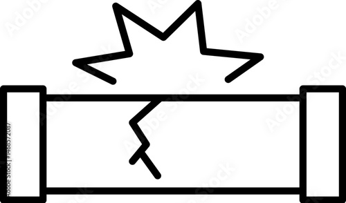 Broken Pipe and Water Leak Thin Line Icon for Web Sites, Books, Cards, Apps