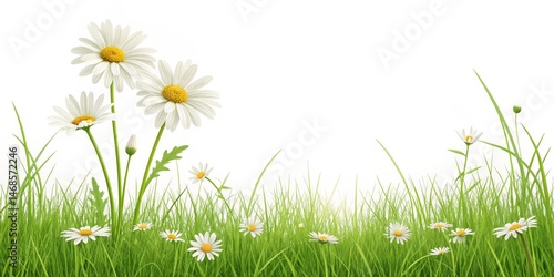 Daisies in Green Grass Spri...