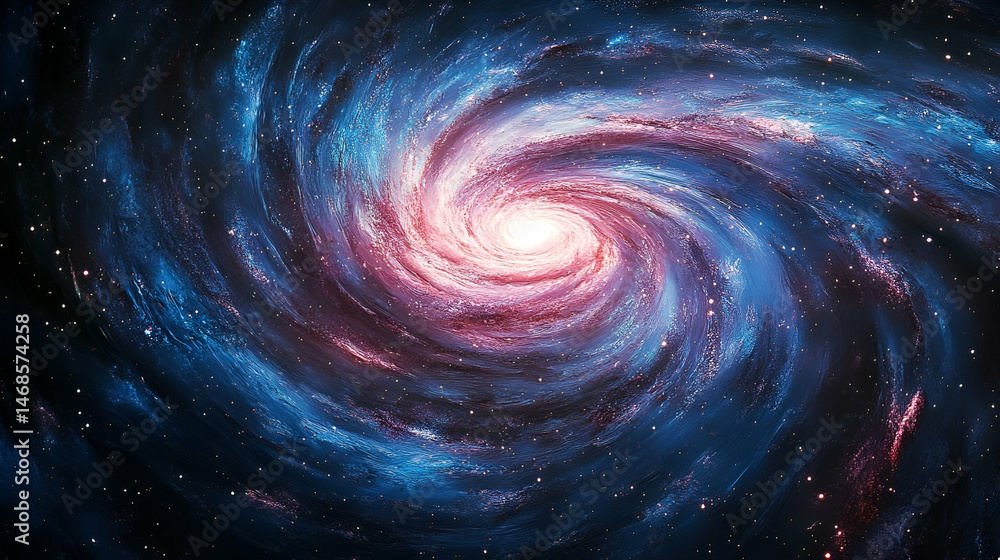 Spiral galaxy's vibrant hues in cosmic space. Spiral galaxy's vibrant hues in cosmic space.