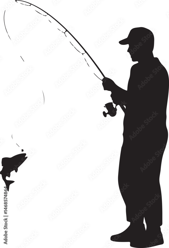Obraz premium “Fish Hunting Silhouette | Fishing Clipart for Shirts, Decals, Logos & Outdoor Adventure Art”