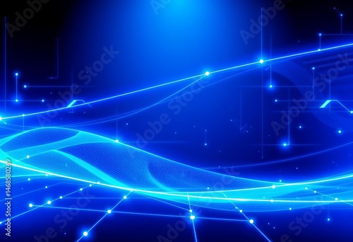 Abstract blue digital backdrop with glowing lines and geometric patterns, futuristic tech theme,  sci-fi,  light
