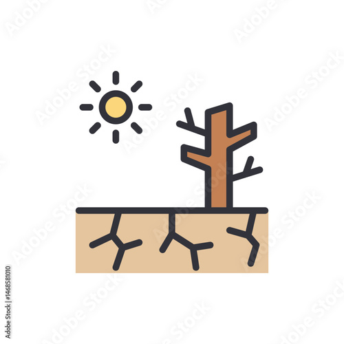 Dry land vector illustration showcasing drought conditions and climate change