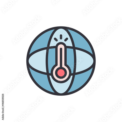 Global Warming Icon Representing Worldwide Rising Temperatures Effect