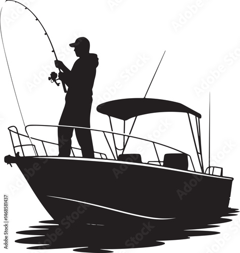 Fisherman Casting Line Silhouette

Big Catch – Fish on Hook Vector

Boat Fishing Adventure Silhouette Scene

Spearfisher in Action Silhouette Art

Lake Fishing Moment Vector Design