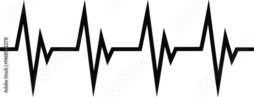 Heart beat line icon, Heartbeat silhouette, Wave pulse. 