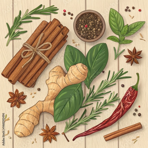 Spices Still Life Cinnamon,...