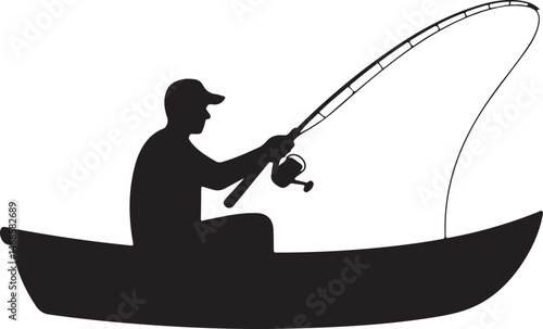Fisherman Casting Line Silhouette

Big Catch – Fish on Hook Vector

Boat Fishing Adventure Silhouette Scene

Spearfisher in Action Silhouette Art

Lake Fishing Moment Vector Design