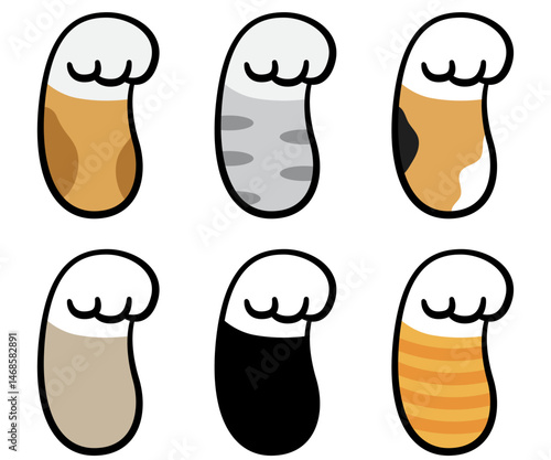 Cat paw collection domestic animal kitten footprint illustration