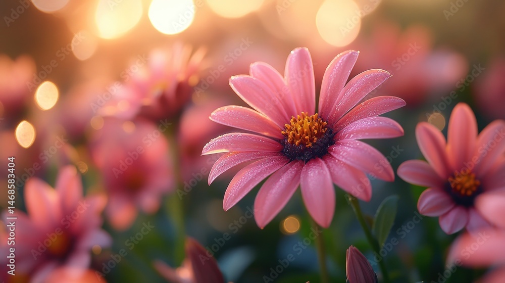 Delicate pink flowers in soft morning light Delicate pink flowers in soft morning light
