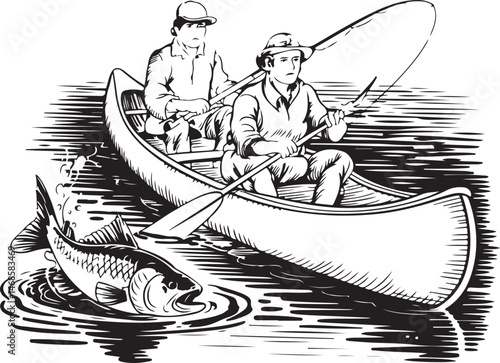 Fisherman Casting Line Silhouette

Big Catch – Fish on Hook Vector

Boat Fishing Adventure Silhouette Scene

Spearfisher in Action Silhouette Art

Lake Fishing Moment Vector Design