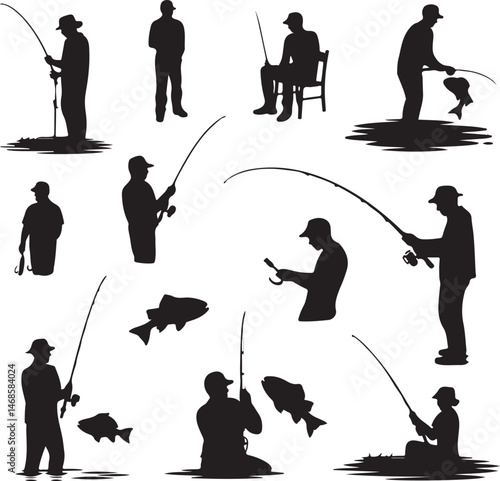 Fisherman Casting Line Silhouette

Big Catch – Fish on Hook Vector

Boat Fishing Adventure Silhouette Scene

Spearfisher in Action Silhouette Art

Lake Fishing Moment Vector Design