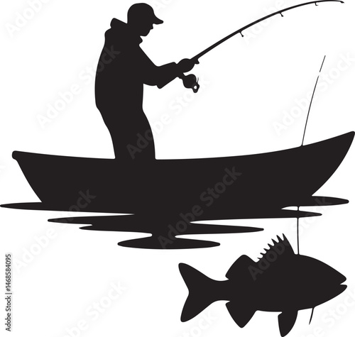 Fisherman Casting Line Silhouette

Big Catch – Fish on Hook Vector

Boat Fishing Adventure Silhouette Scene

Spearfisher in Action Silhouette Art

Lake Fishing Moment Vector Design