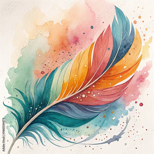 Watercolor Feather Art Colo...