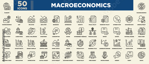 Macroeconomics Iconset Outline