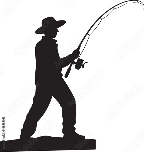 Fisherman Casting Line Silhouette

Big Catch – Fish on Hook Vector

Boat Fishing Adventure Silhouette Scene

Spearfisher in Action Silhouette Art

Lake Fishing Moment Vector Design