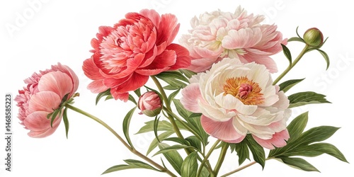 Watercolor Peony Bouquet Re...