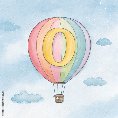Watercolor Rainbow Balloon ...