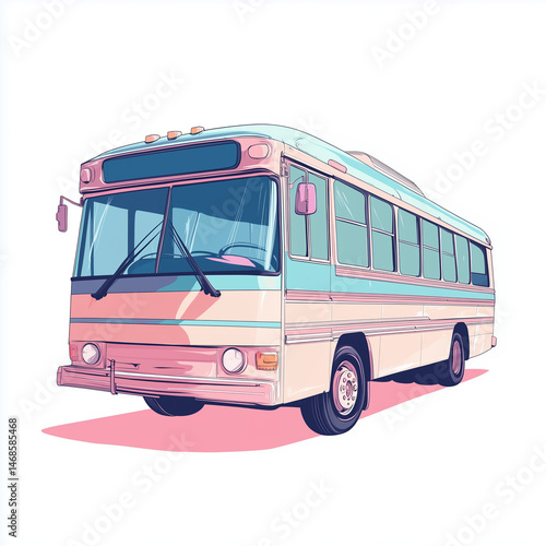 old bus isolated on white. vector illustration of a bus, Van, bus, vintage, sweet color, white background