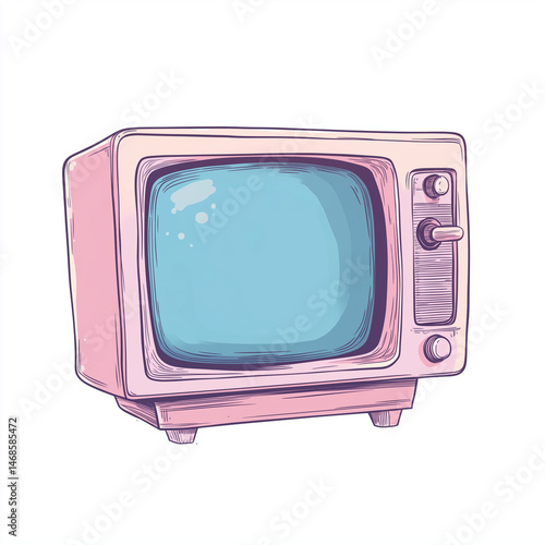 vintage tv set. Antique television, vintage color, sweet color. White background.